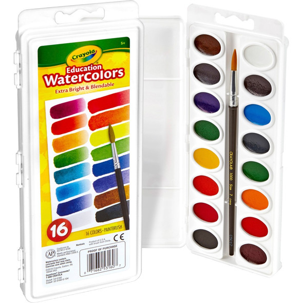 Crayola Oval Pan Cake Water Color - 16 Color(s) - Assorted - 6.80 oz - 1 Each Crayola Oval Pan Cake Water Color - 16 Color(s) - Assorted - 6.80 oz - 1 Each