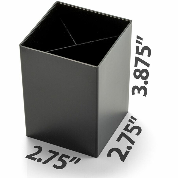 Officemate 3-Compartment Pencil Cup - 4" Height x 2.9" Width x 2.9" Depth - Black - 1 Each