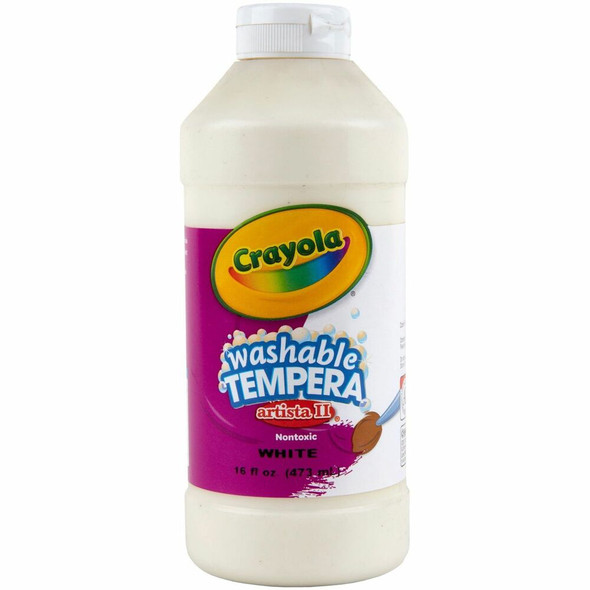Crayola Artista II Washable Tempera Paint - White - 16 oz - Washable - 1 Each Crayola Artista II Washable Tempera Paint - White - 16 oz - Washable - 1 Each
