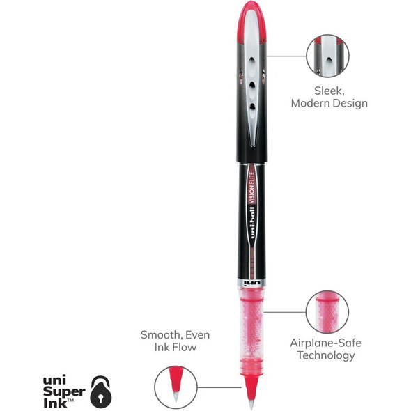 uniball™ Vision Elite Rollerball Pen - Red Ink - Pigment-based - 1 Each 69022 SPR-UBC69022