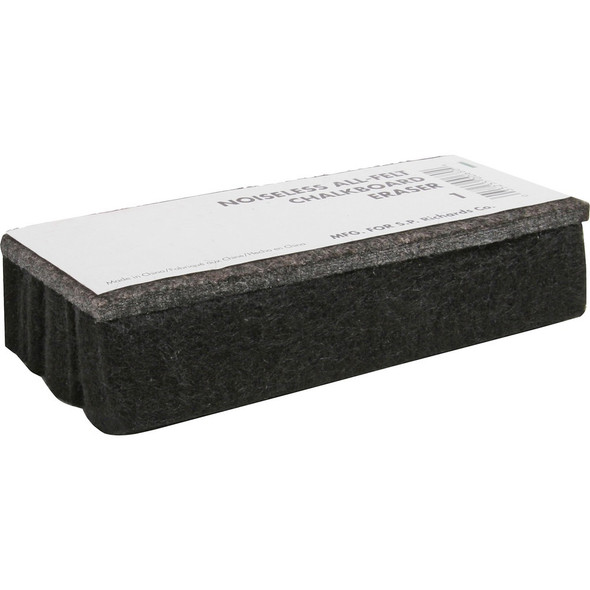 Lorell 1 Chalkboard Eraser - Noiseless, Dustless - Black - Felt - 1 Each