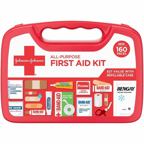 Johnson & Johnson All Purpose First Aid Kit - 160 x Piece(s) - White - 1 Each