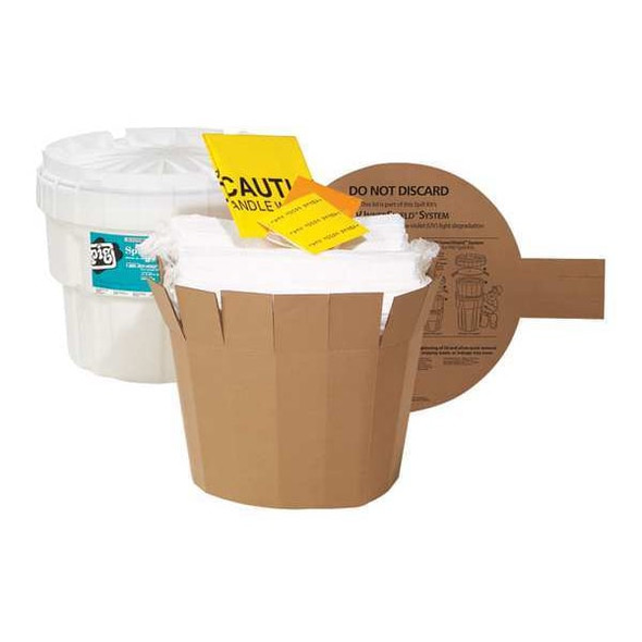 Pig Spill Kit, 13 gal Volume Absorbed per Kit, 20 gal Capacity, Drum, White, 30 KIT411-01