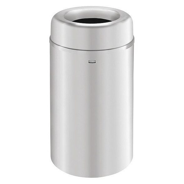 Crowne 30 gal Round Indoor Metal Can, Silver, None, Aluminum, Not Applicable