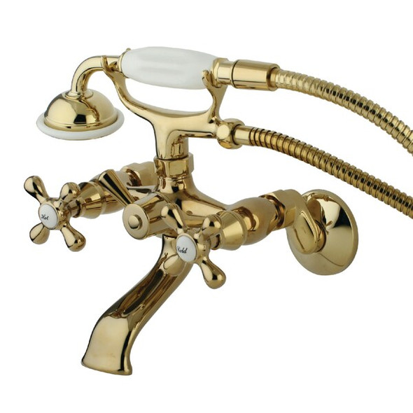 Wall-Mount Clawfoot Tub Faucet, Polished Brass, Tub Wall Mount