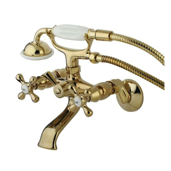 Wall-Mount Clawfoot Tub Faucet, Polished Brass, Tub Wall Mount