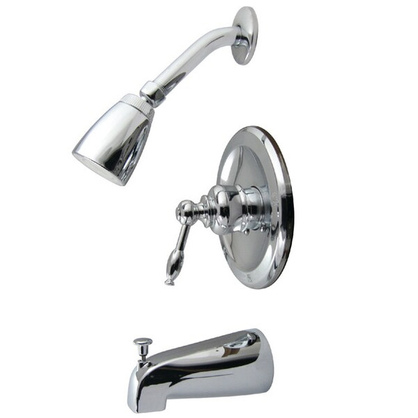 Kingston Brass Tub and Shower Faucet, Polished Chrome, Wall Mount KB531KL