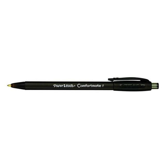 Paper Mate Retractable Ballpoint Pen, Fine 0.8 mm, Black PK12 6380187
