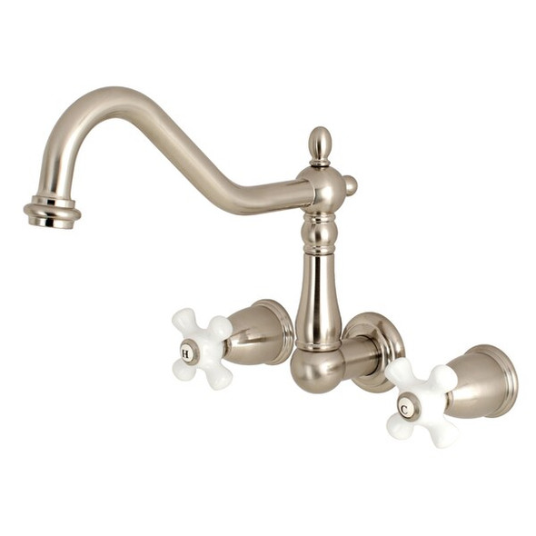 Kingston Brass Roman Tub Faucet, Brushed Nickel, Wall Mount KS1028PX