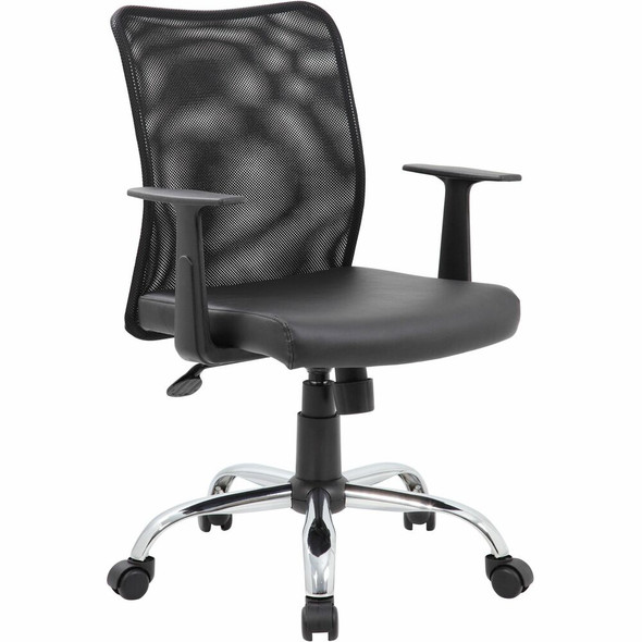 Boss Budget Mesh Task Chair - Mesh Back Material - Black - Armrest - 1 Each
