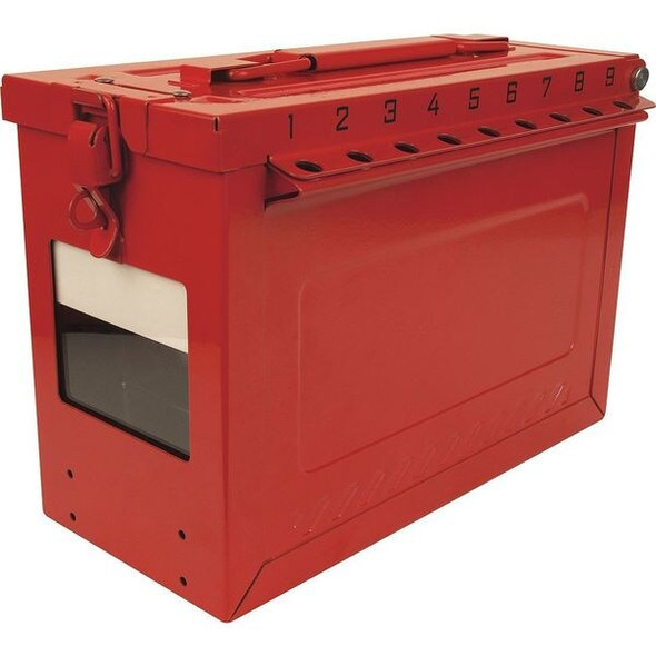 Master Lock Group Lockout Box,Red,9-1/16" H S602