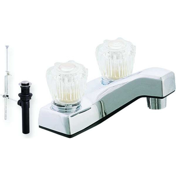 Manual Low Arc Bathroom Faucet, 4" Mount, Chrome 2 Hole,Spout 3-3/4" L