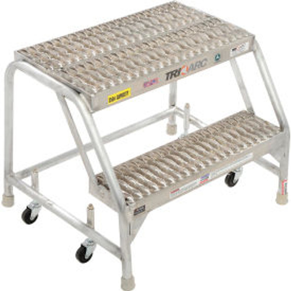 2 Step Aluminum Rolling Ladder 24""W Grip Step W/O Handrails - WLAR002245 2 Step Aluminum Rolling Ladder 24""W Grip Step W/O Handrails - WLAR002245