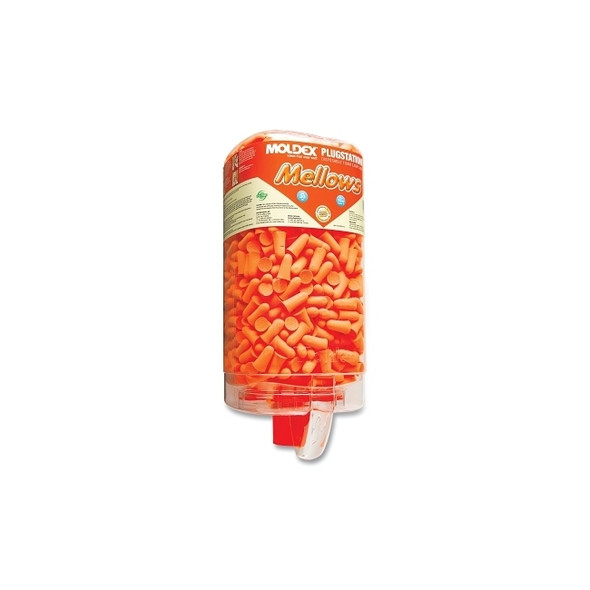 PlugStation® Earplug Dispenser, Disposable Plastic Bottle, Foam Earplugs, Bright Orange, Mellows®