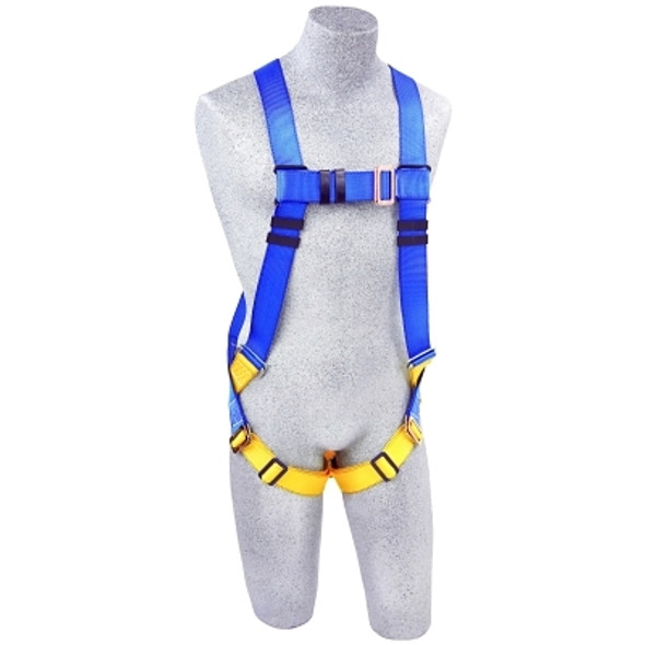 First Full Body Harnesses, Back D-Ring, Pass Thru Buckle Legs,Unvrsl,Blue/Yellow