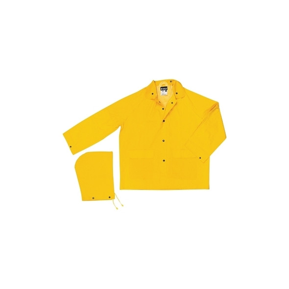 200J Classic Series Yellow Rain Jacket with Detachable Hood, 0.35 mm, PVC/Polyester, Large