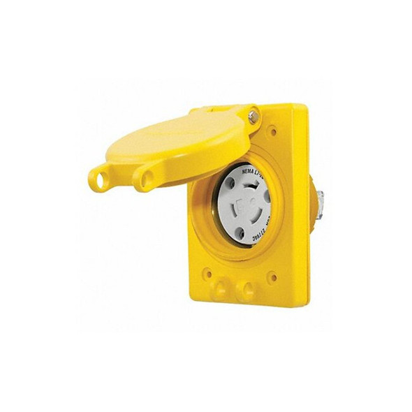Hubbell Wiring Device-Kellems WTLckRecpt,20A;Yllw;Elstmr,L7-20R,1Gng HBL67W49