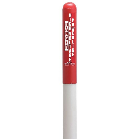 Utility Dome Marker, Round, ,Thermoplastic Polymer Red/White, 66" L