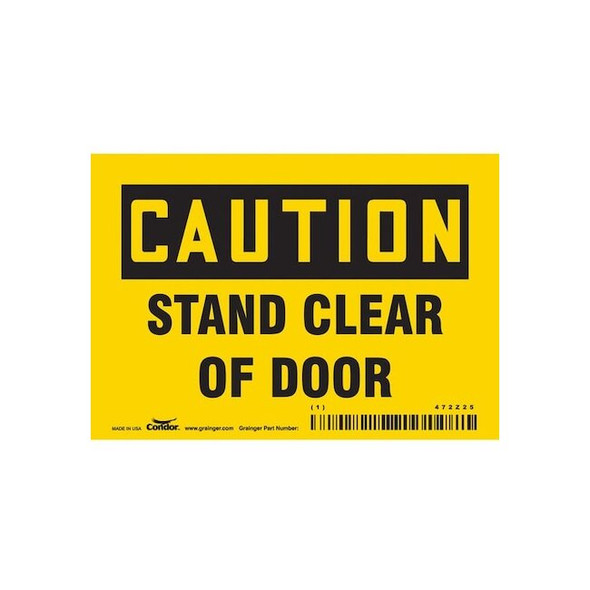 Safety Sign, 3 1/2 in Height, 5 in Width, Vinyl, Horizontal Rectangle, English