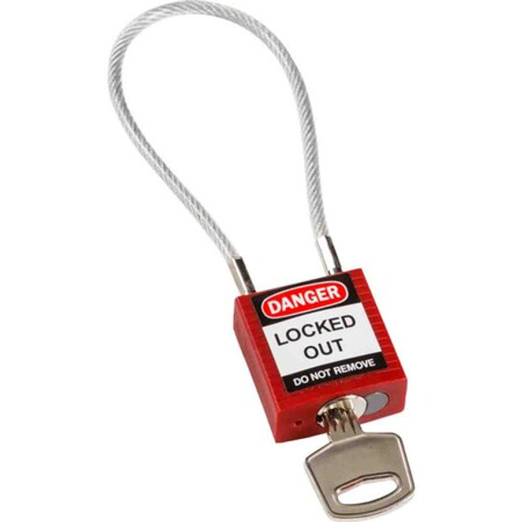 Brady Compact 7.87in Cable Nylon Padlock KD RD 146120 Brady Compact 7.87in Cable Nylon Padlock KD RD 146120