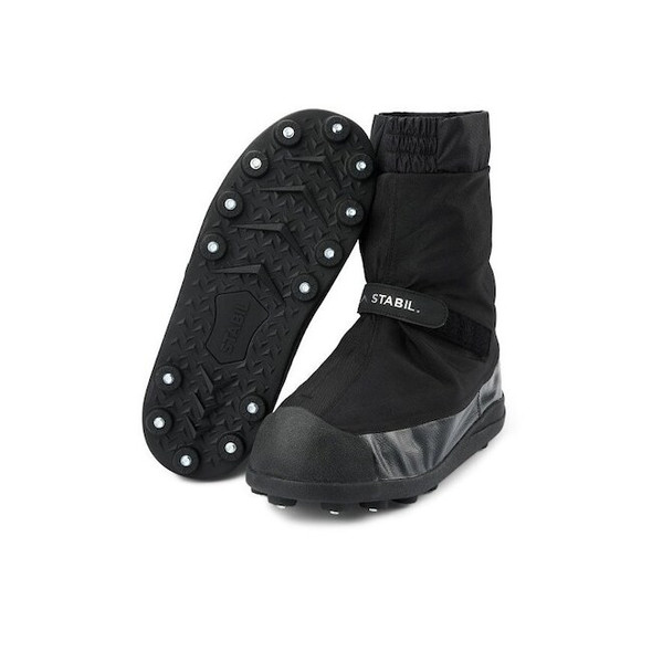 Overshoe, Plastic Toe, 7 in Height, Cleated Sole, Black, Yellow, XXL