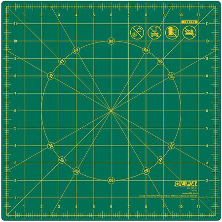 Olfa Cutting Mat,Green,L.N. 12'',W.N. 12'' RM-12S-01