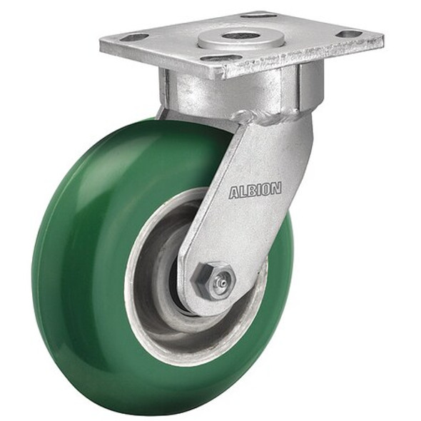 Albion Plate Caster,Swivel,Polyurethane,9 1/2"H 18PM08228S Albion Plate Caster,Swivel,Polyurethane,9 1/2"H 18PM08228S