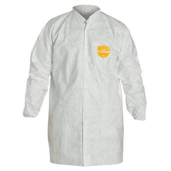 Disposable Lab Frock, S, Tyvek(R) 400, Snaps, Elastic Cuff, Serged Seam, 30 PK