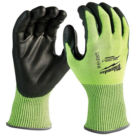 High Visibility Cut Level 4 Polyurethane Dipped Gloves - S,PR