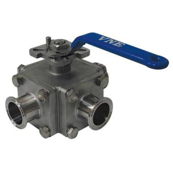 Vne 3/4" Clamp Stainless Steel Sanitary Ball Valve 3-Way EG93CCC-6.75