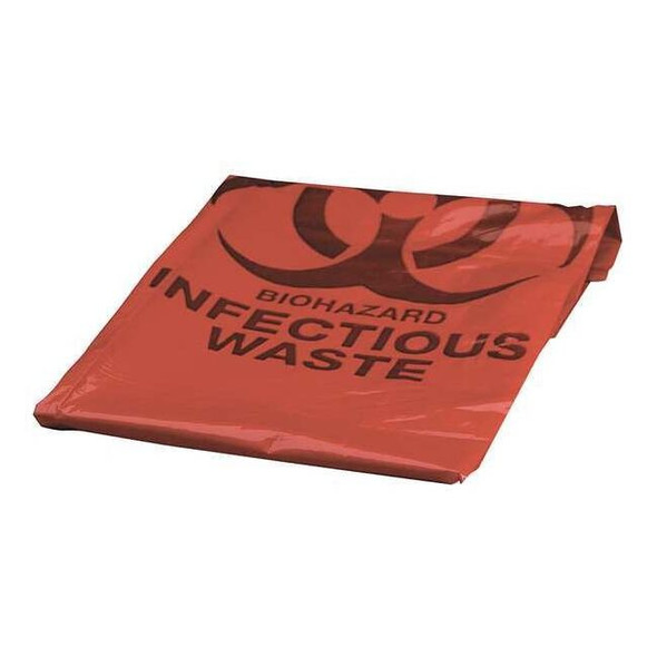 10 gal Trash Bags, 24 in x 24 in, Super Heavy-Duty, 1.2 mil, Red