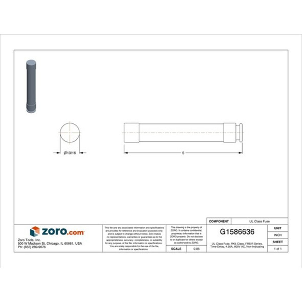 UL Class Fuse, RK5 Class, Time-Delay, 4.50A, 600V AC, Non-Indicating  FRS-R-4-1/2