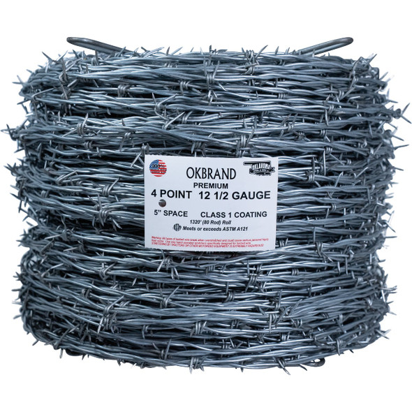Oklahoma Steel 1320 Ft. x 12.5 Ga. 4 Pt. 5 In. Barbed Wire CM260-001-1103