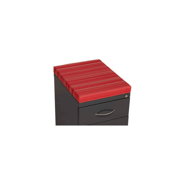 Interion 2 Drawer Box/File Pedestal - Charcoal with Red Cushion Top