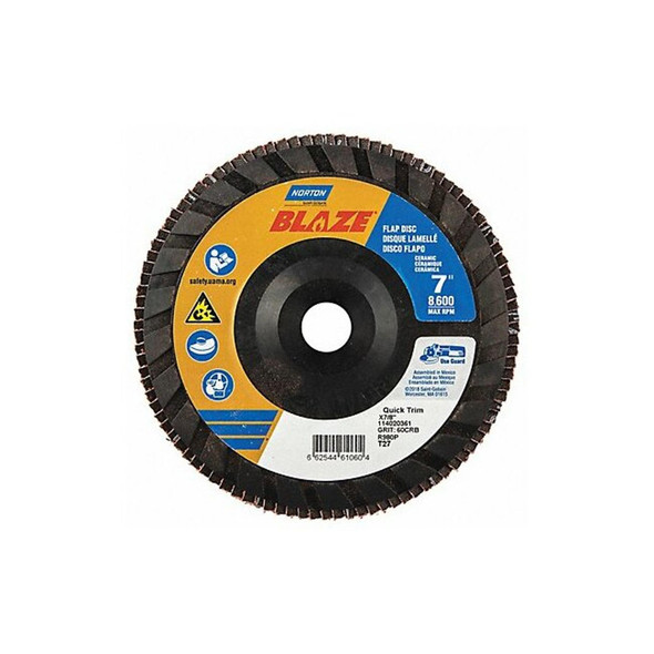 Norton Abrasives Flap Disc,7 In x 60 Grit,7/8 66254461060