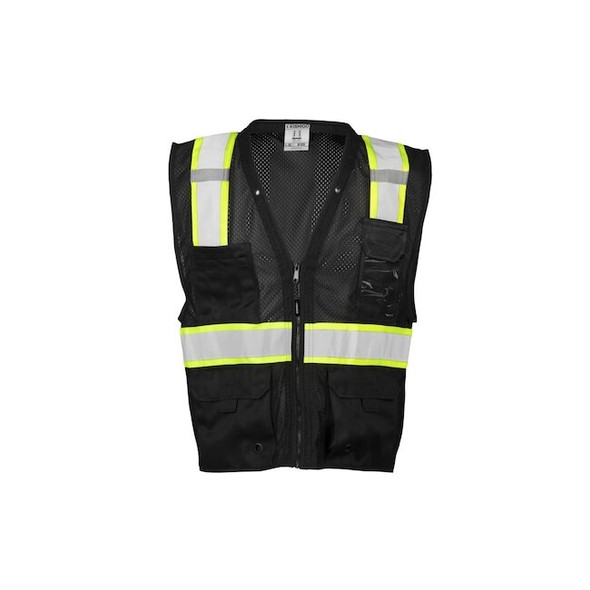 Kishigo Safety Vest,Zipper,Black,S/M B100-S-M
