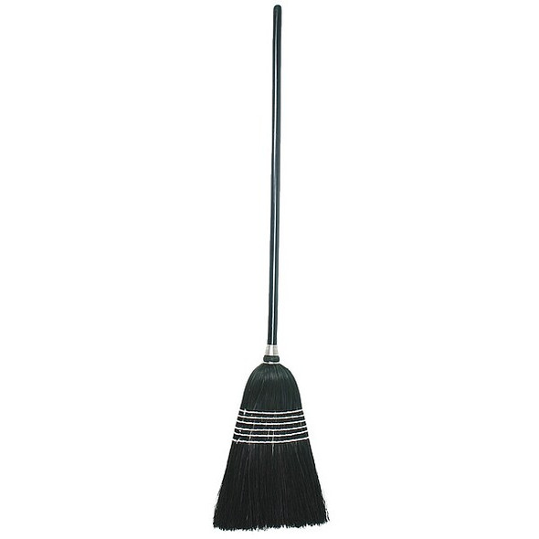 11 1/2 in Sweep Face Corn Broom, Soft/Stiff Combination, Natural, Black