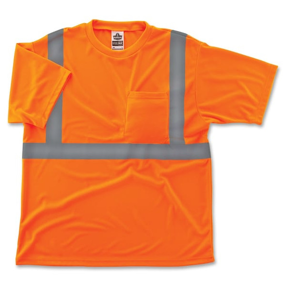 Ergodyne Short Sleeve Hi-Vis Shirt, Polyester Breathable Knit, Orange, S 8289