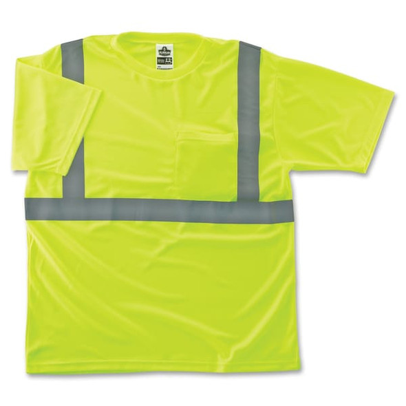 Ergodyne Short Sleeve Hi-Vis Shirt, Polyester Breathable Knit, Lime, 3XL 8289