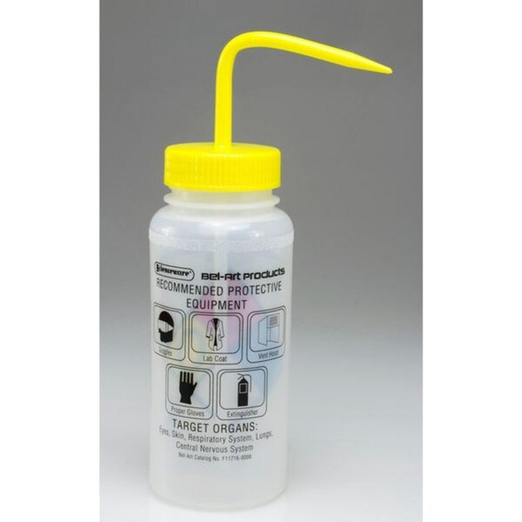 Sp Scienceware Wash Bottle,Std Spout,500ml,Yellow,PK4 F11716-0008