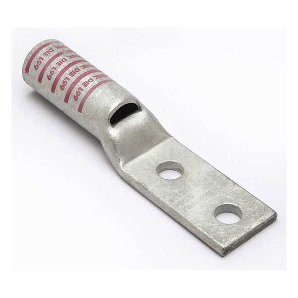 Two-Hole Compression Lug, 500 kcmil Max, 1/2 in Stud, Long Barrel, Copper, Pink