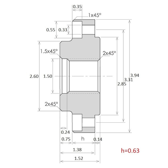 Hhip 4" 1 1/2-8 Threaded 3 Jaw Chuck Backplate 3900-3212