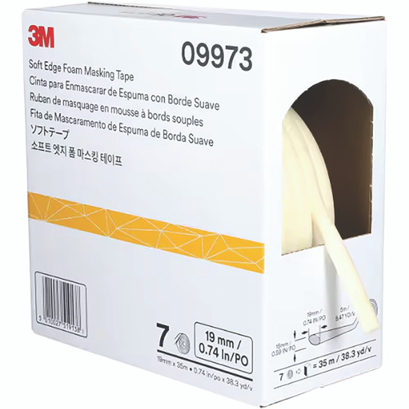 3M Soft Edge Foam Masking Tape, 3/4 IN x 115 FT, 1RL/BX 09973