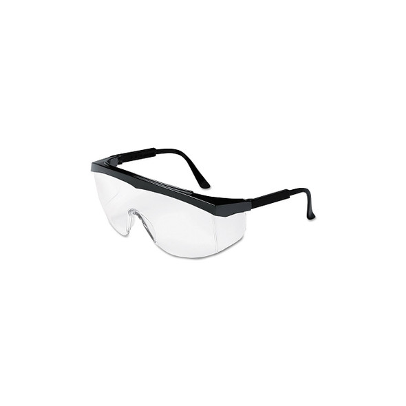 Stratos Spectacles, Clear Lens, Polycarbonate, Uncoated, Black Frame, Nylon