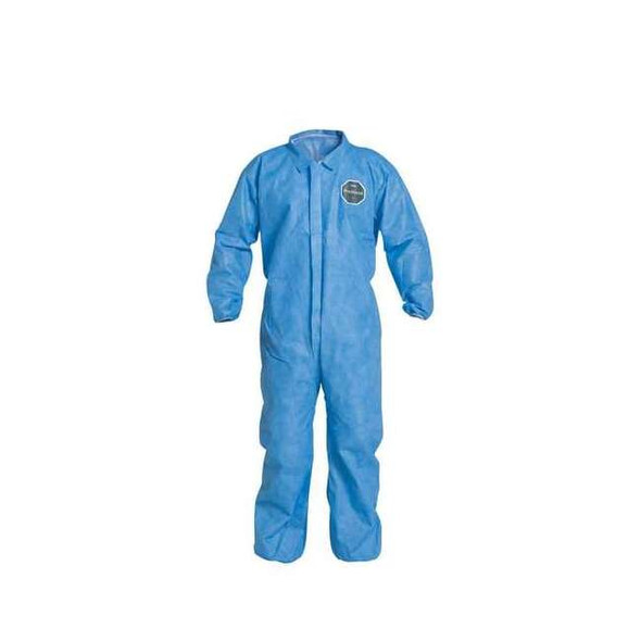 Dupont Collared Disposable Coverall, M, Blue, SMS, zipper PB125SBUMD002500