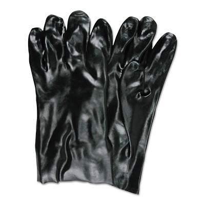 Economy Dipped PVC Gloves, 10 in L, Large, Black Pack of 12