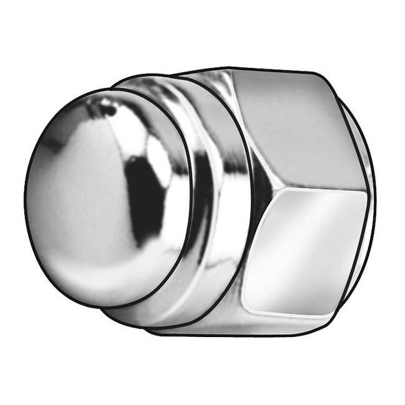 Flattened Head Cap Nut, 3/8"-16, Steel, Chrome Plated, 0.62 in H, 5 PK