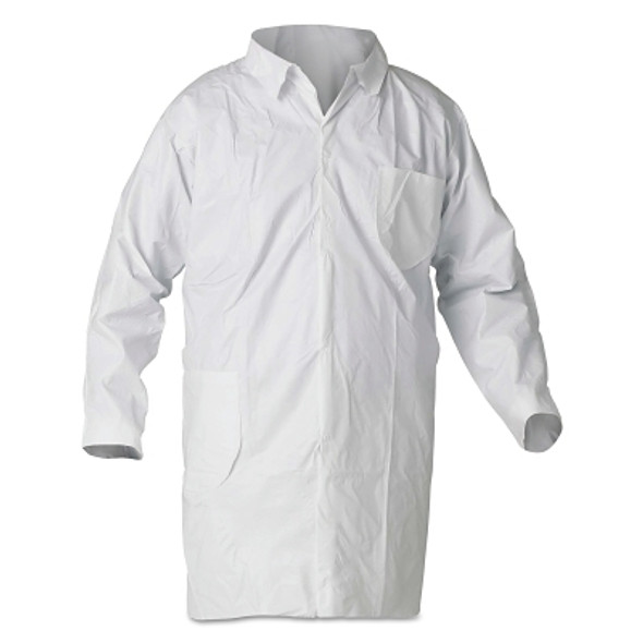 KleenGuard® A40 Liquid & Particle Protection Lab Coat, Large, Microporous Film Laminate, White, No Pockets Pack of 30