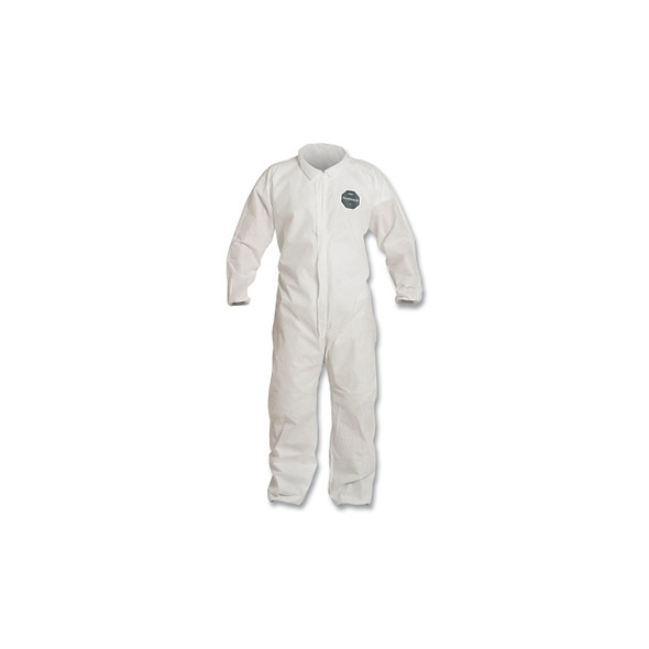 Proshield® 10 Coverall, Collar, Elastic Wrists and Ankles, Zipper Front, Storm Flap, White, 5X-Large