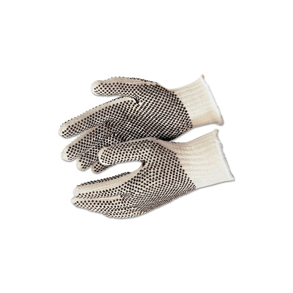 PVC Dot String Knit Gloves, X-Small, Natural, 2-Sided Dots